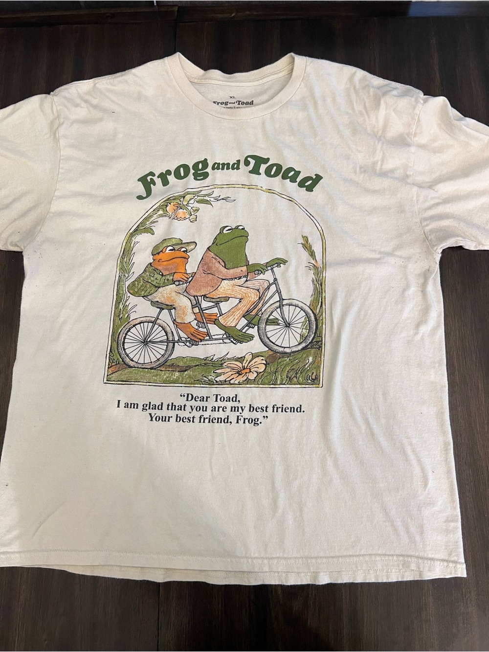 Frog and Toad Graphic Tee - Cream with Green & Orange Print